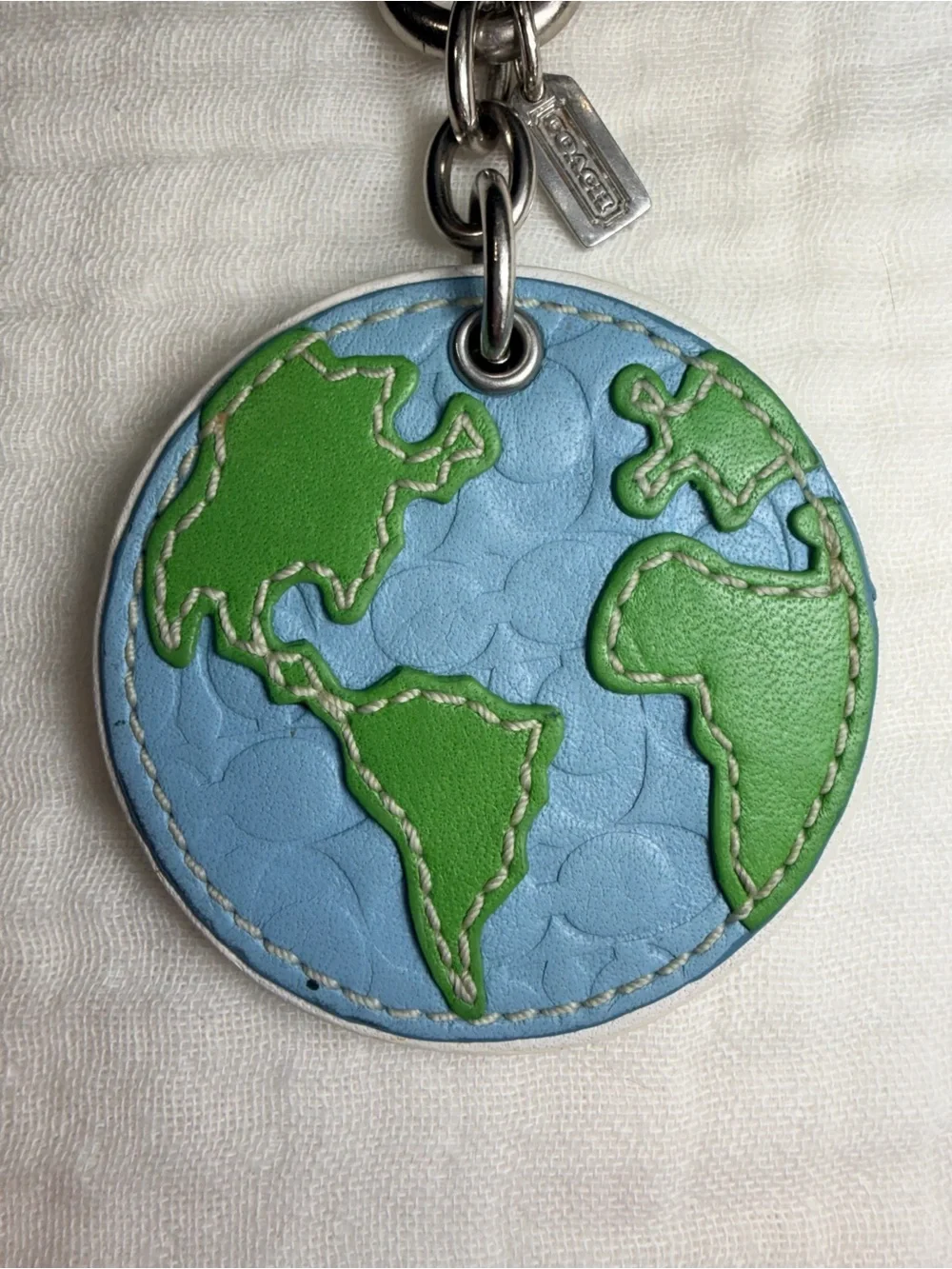 Coach Earth Globe Leather Keychain